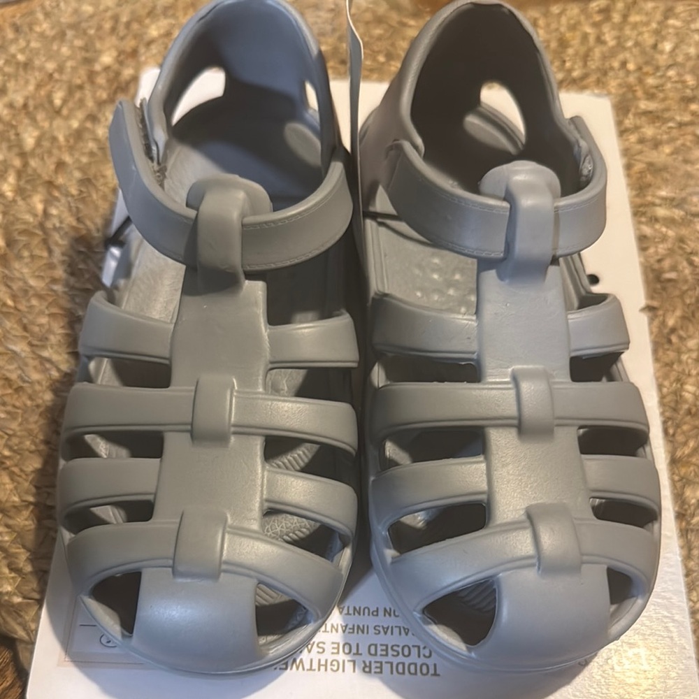 Gray Closed Toe Sandals with Cage Design